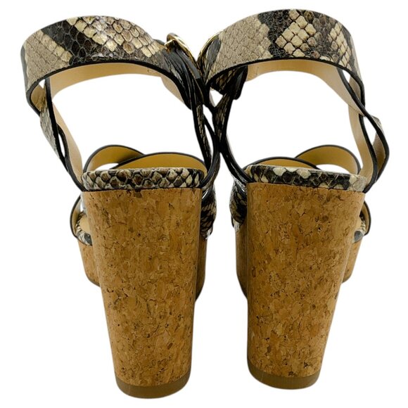 Jimmy Choo Snake Embossed Aleli Cork Wedge Sandals - Picture 2 of 5